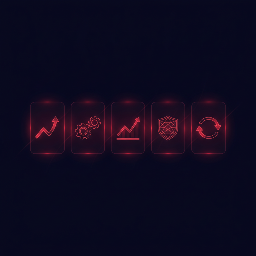 Illustrated index cards with glowing forex terminology icons