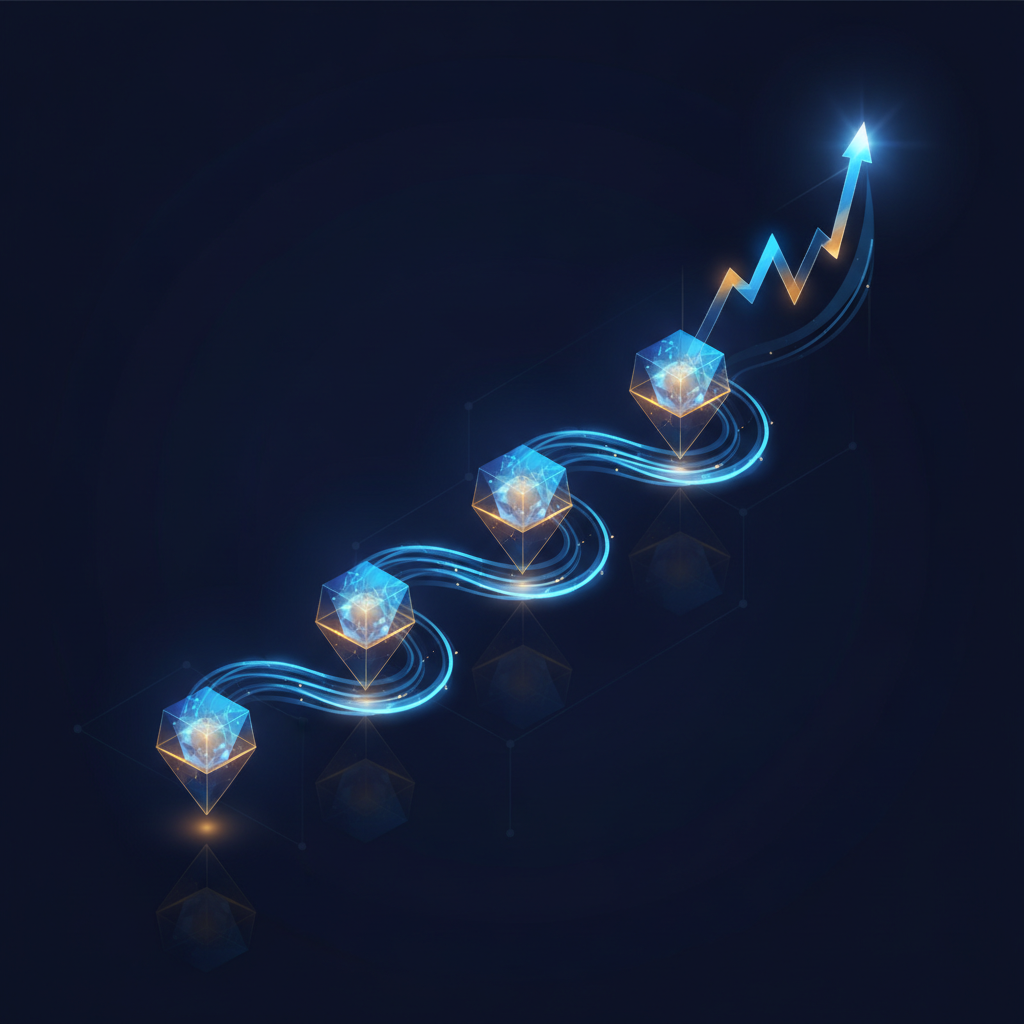 Glowing checklist steps leading toward a selected currency pair