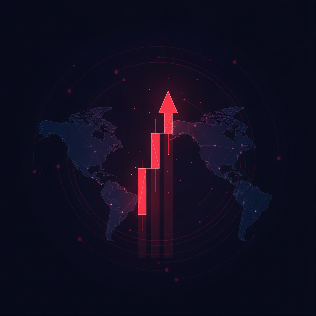 Glowing forex chart connecting European and American map outlines