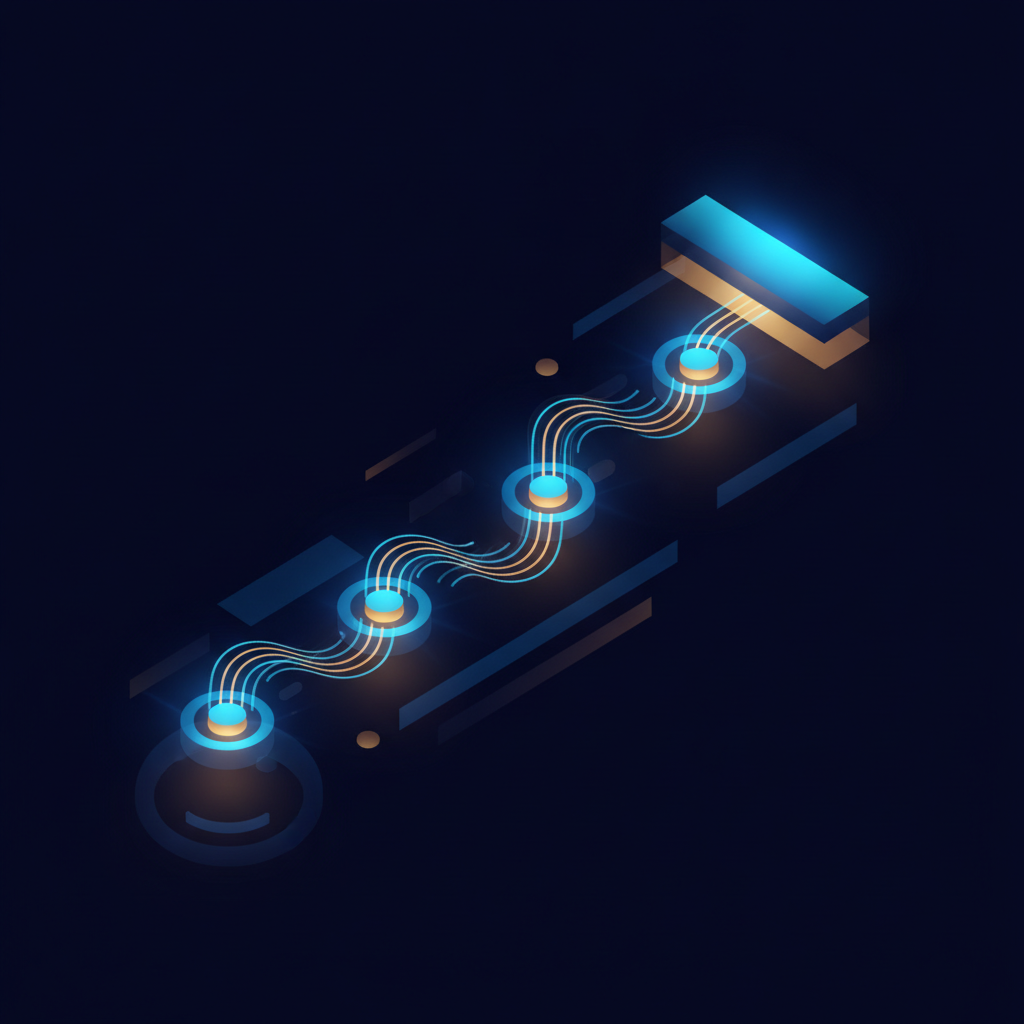 Glowing sequential process representing forex position size calculation