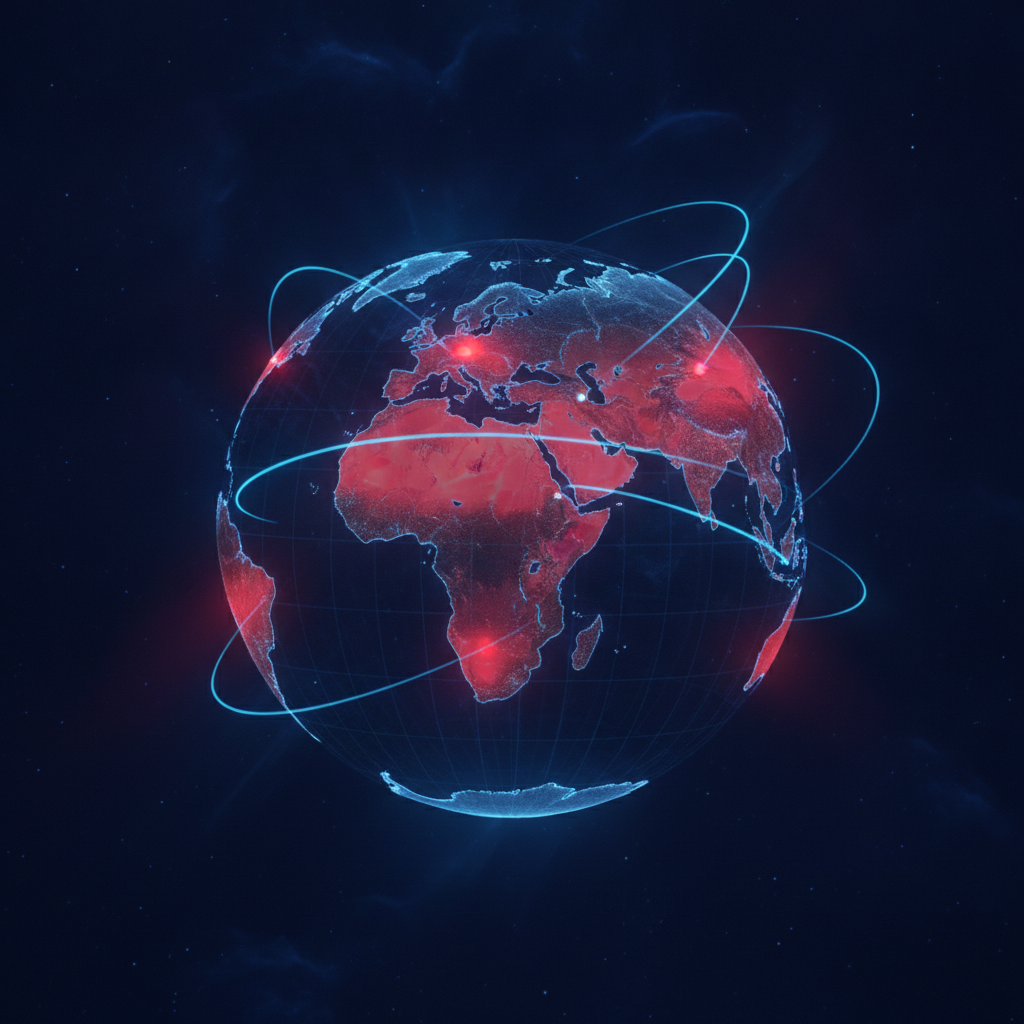 Glowing world clock globe with highlighted trading session zones
