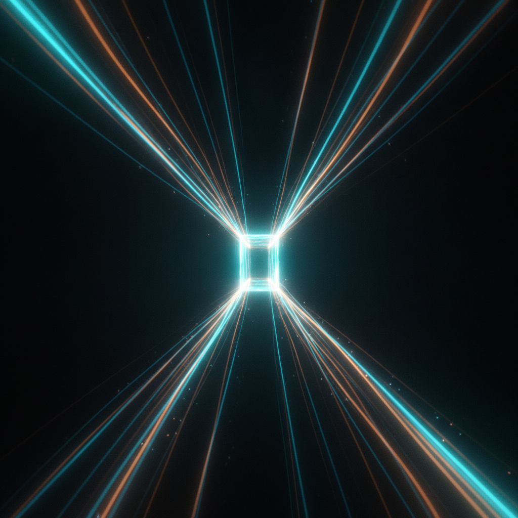 Illustrated glowing forex chart with inputs converging into a final calculated trade size block