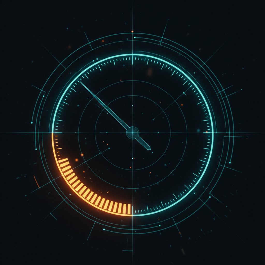 Illustrated glowing declining margin gauge approaching a warning threshold zone