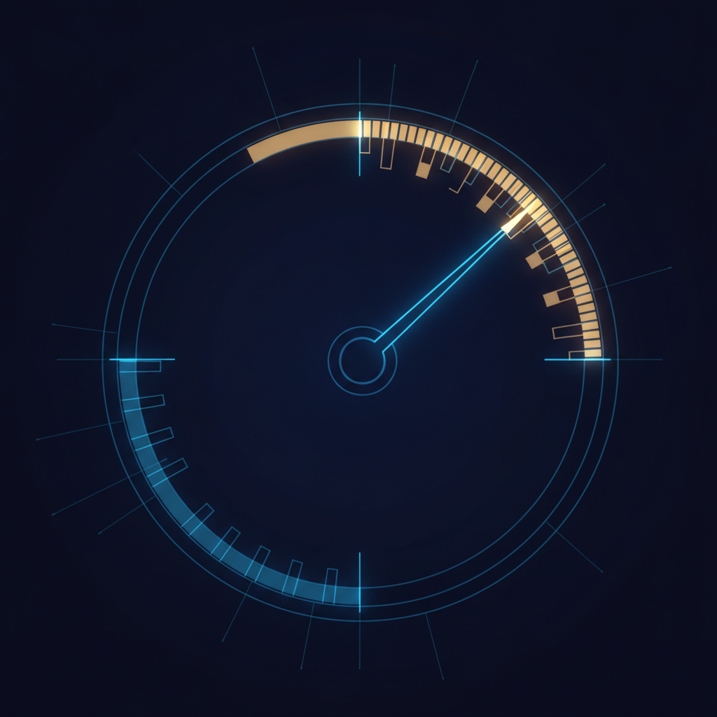 Glowing gauge dial representing forex margin level