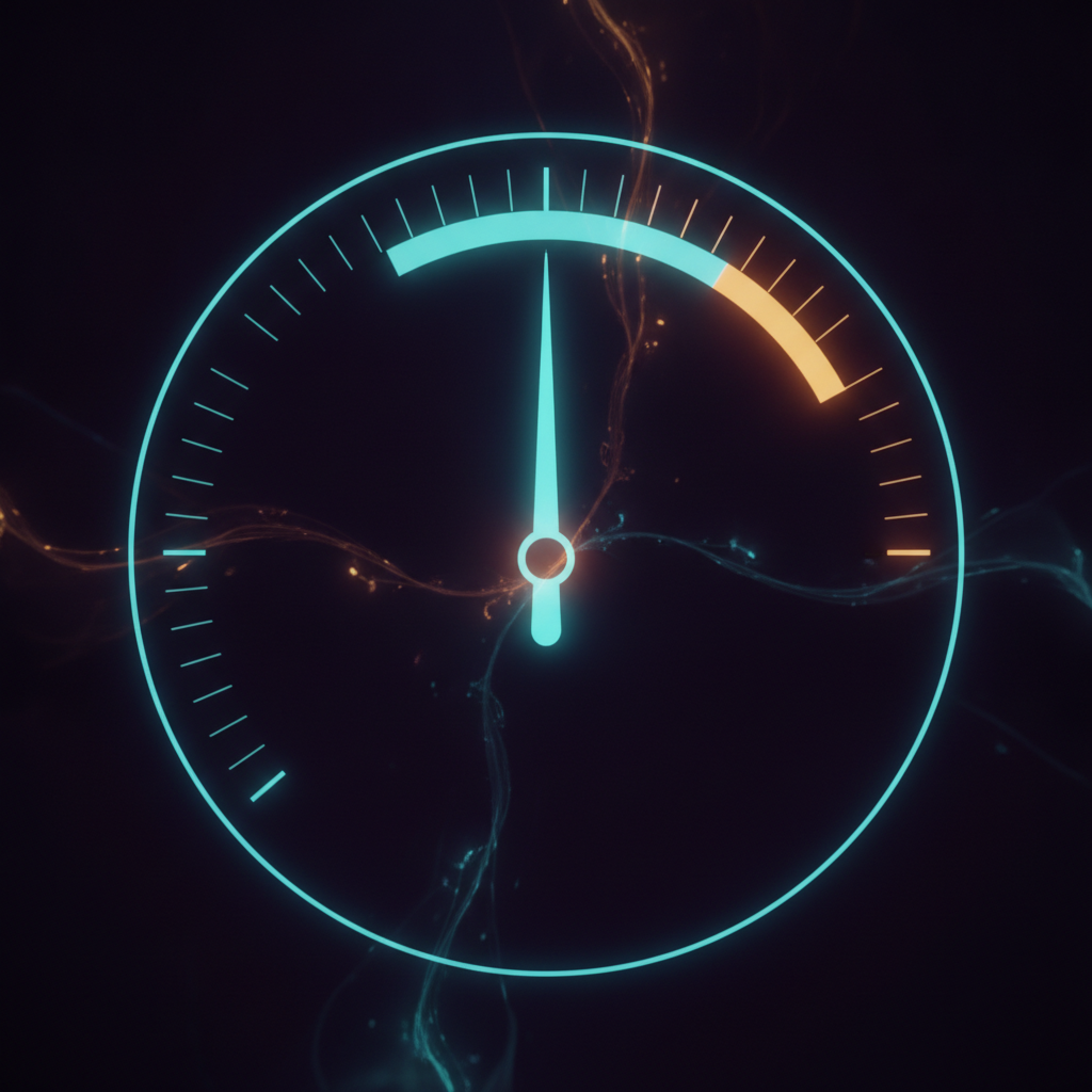 Illustrated glowing gauge dial representing account margin level health