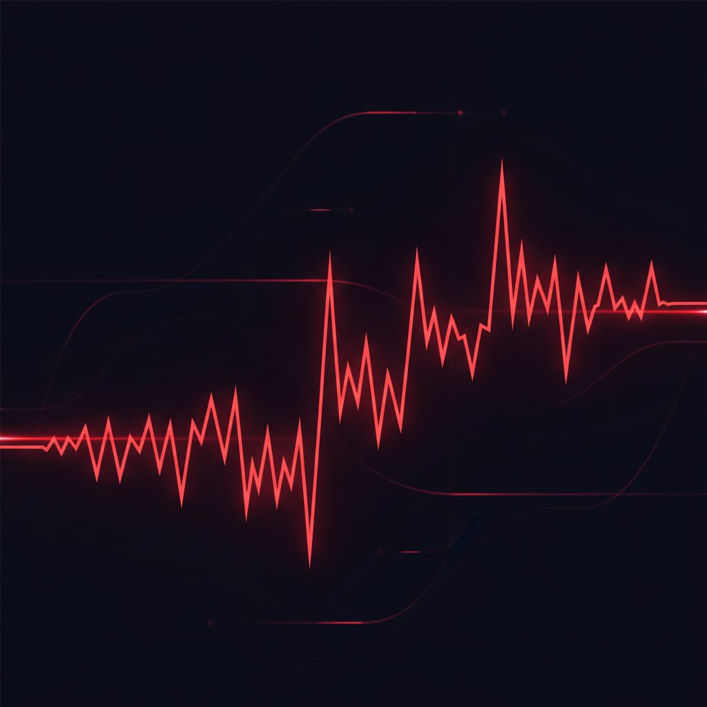 Glowing jagged candlestick chart representing highly volatile currency pairs