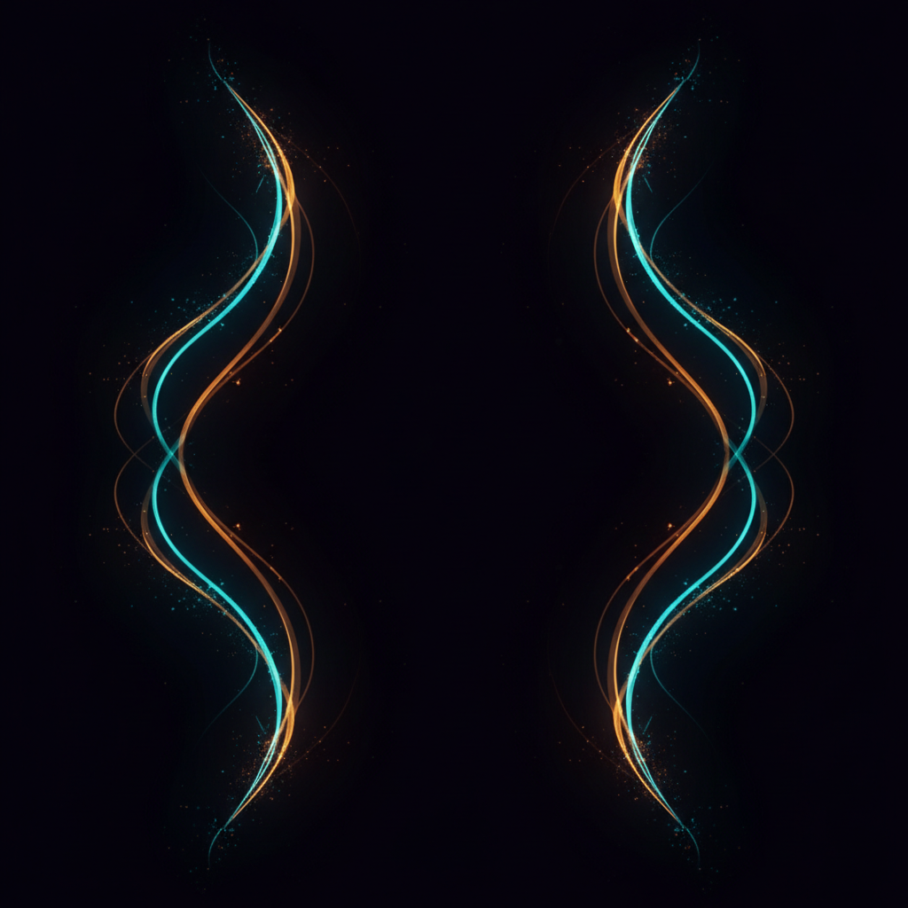 Illustrated two glowing forex chart lines, one pair moving together and one pair moving in opposite directions