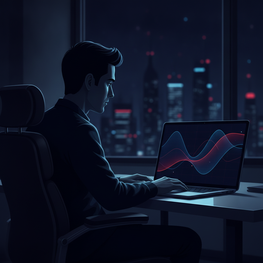Person watching a smooth flowing wave chart
