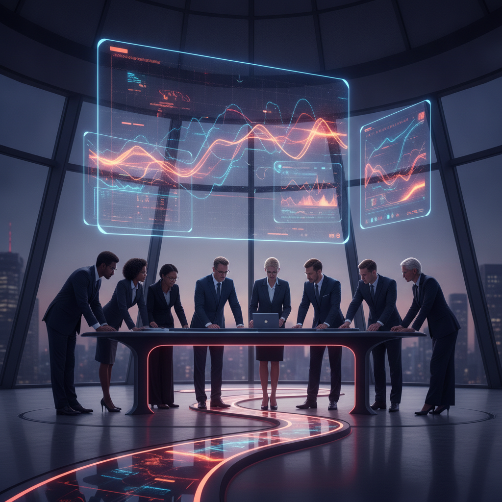 Diverse group of professionals at a trading desk