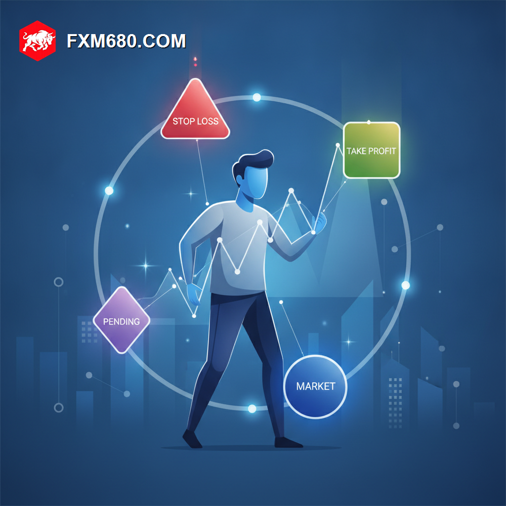 Illustration representing different types of forex orders on a trading platform