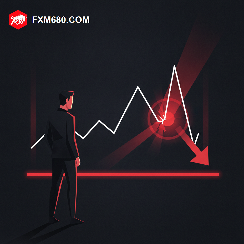 Illustration representing a sell stop order confirming a downward breakout
