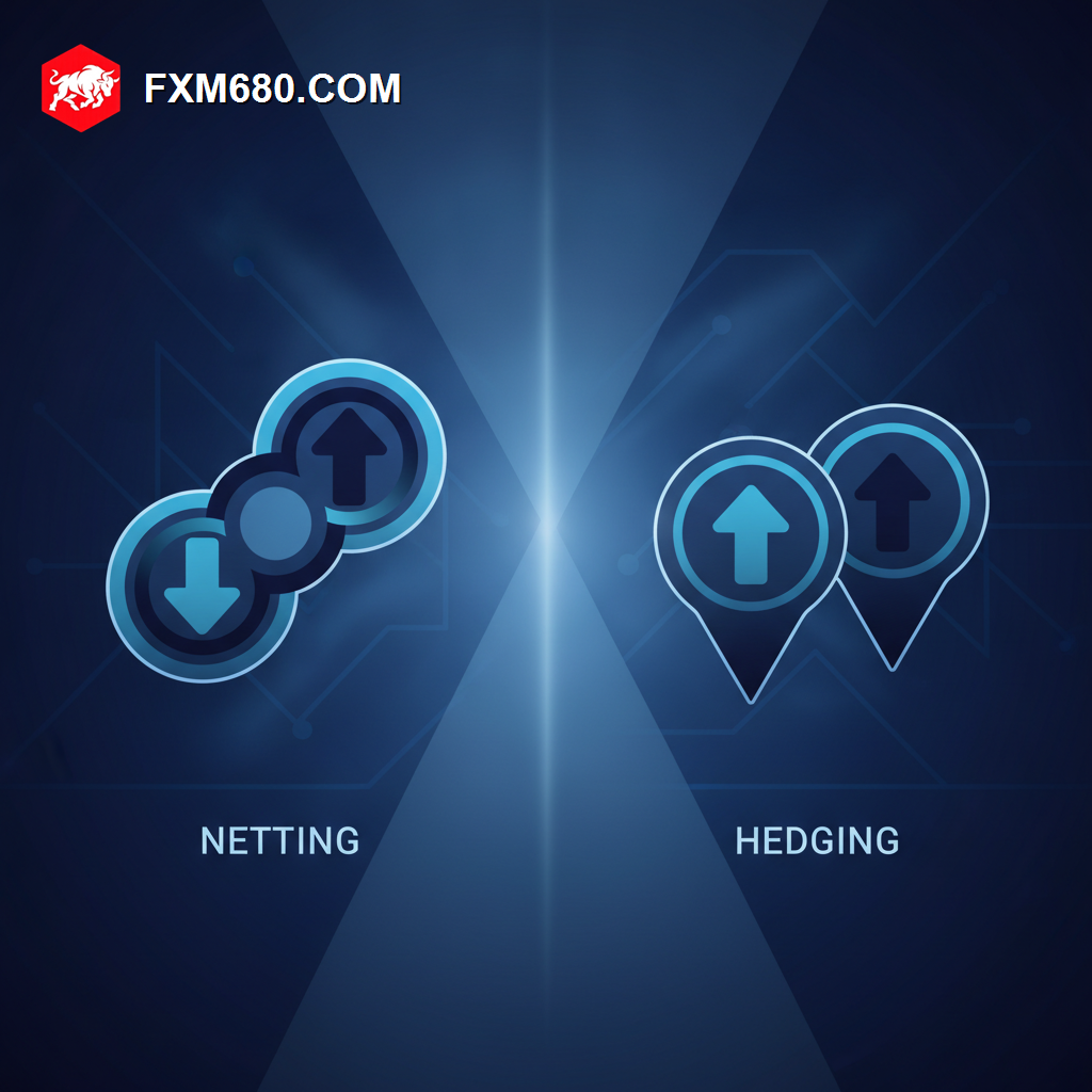 Illustration comparing netting and hedging forex account structures