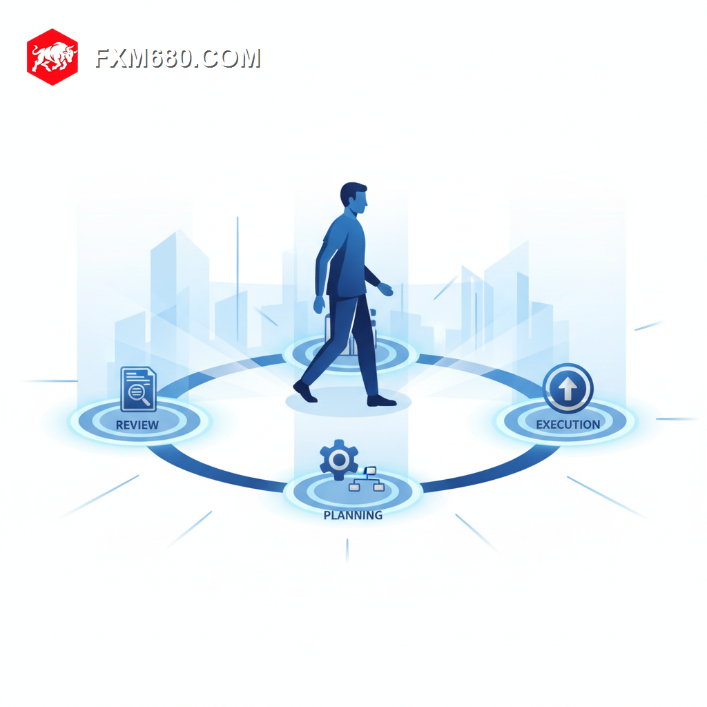 Illustration representing a structured forex trading workflow