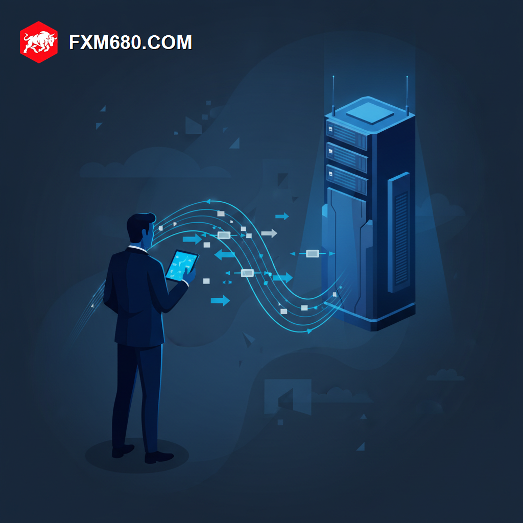 Illustration representing how a forex trading platform connects to broker servers