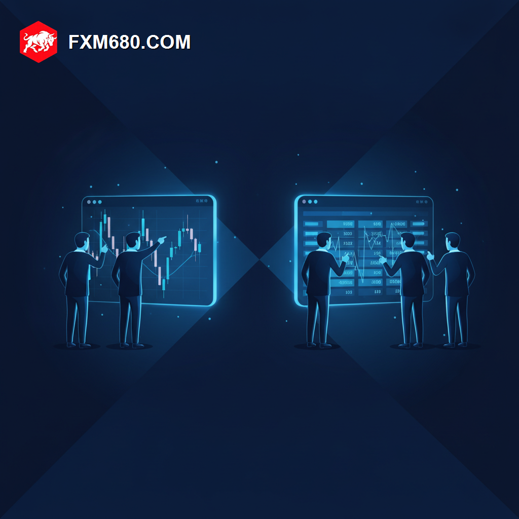 Illustration comparing MetaTrader 5 and cTrader platforms side by side