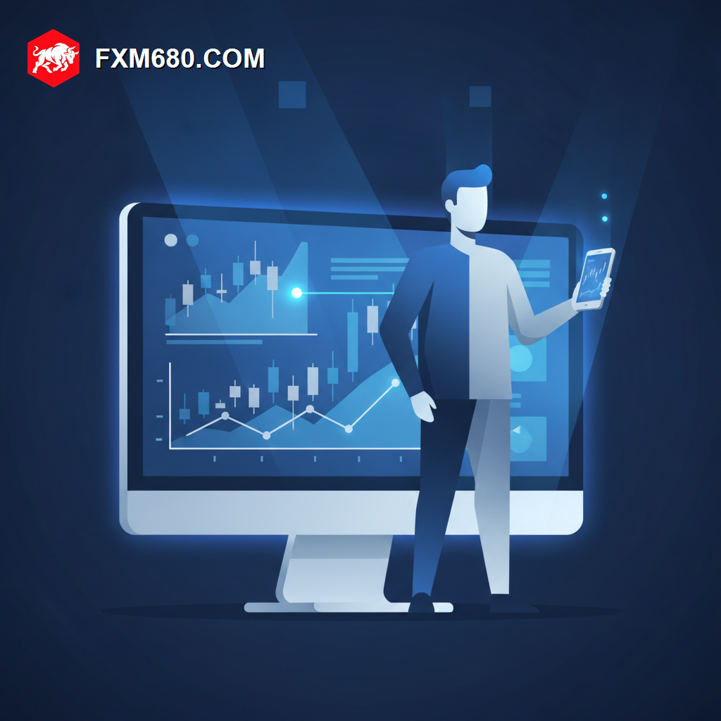 Illustration comparing desktop and mobile forex trading side by side