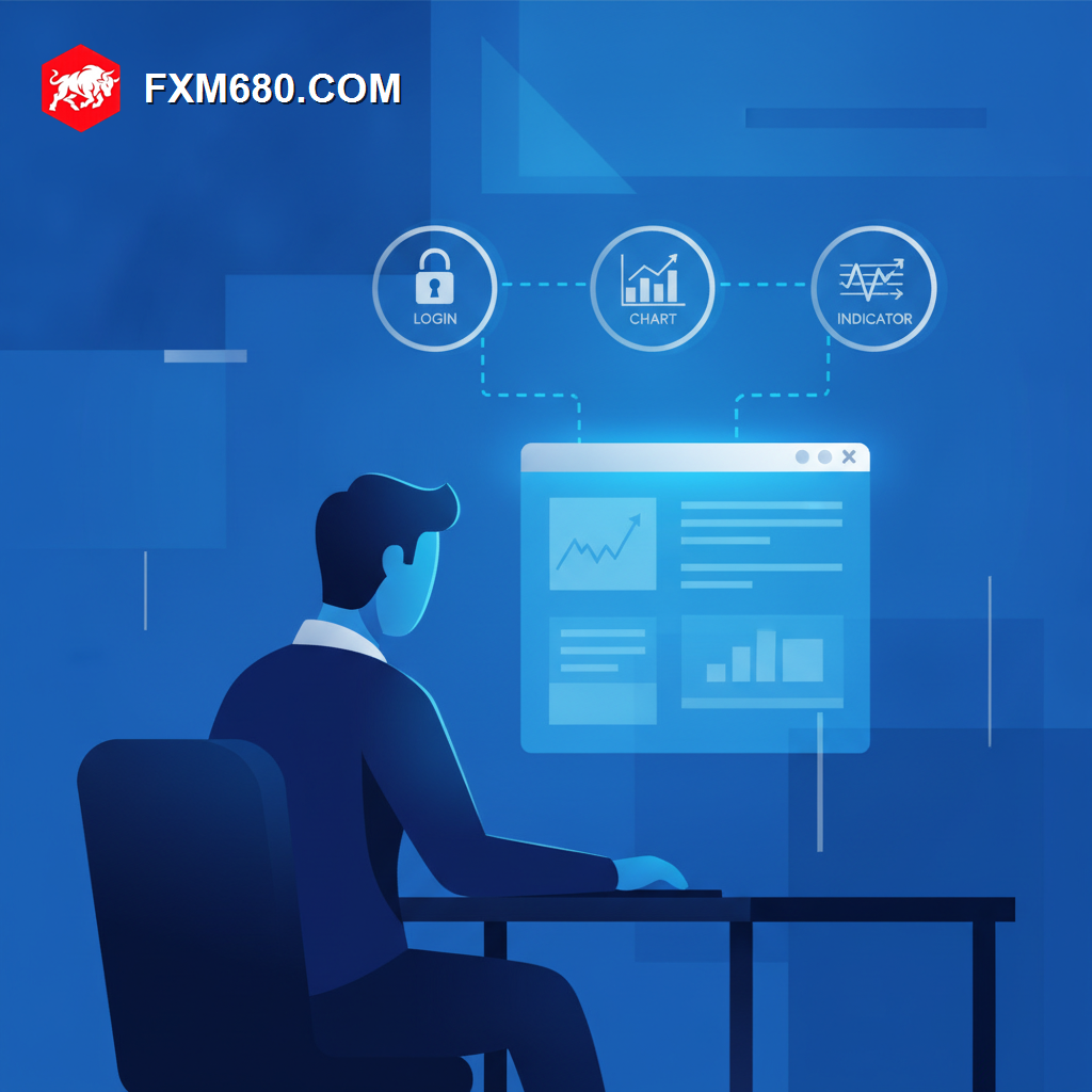 Illustration representing a beginner setting up a forex trading platform for the first time
