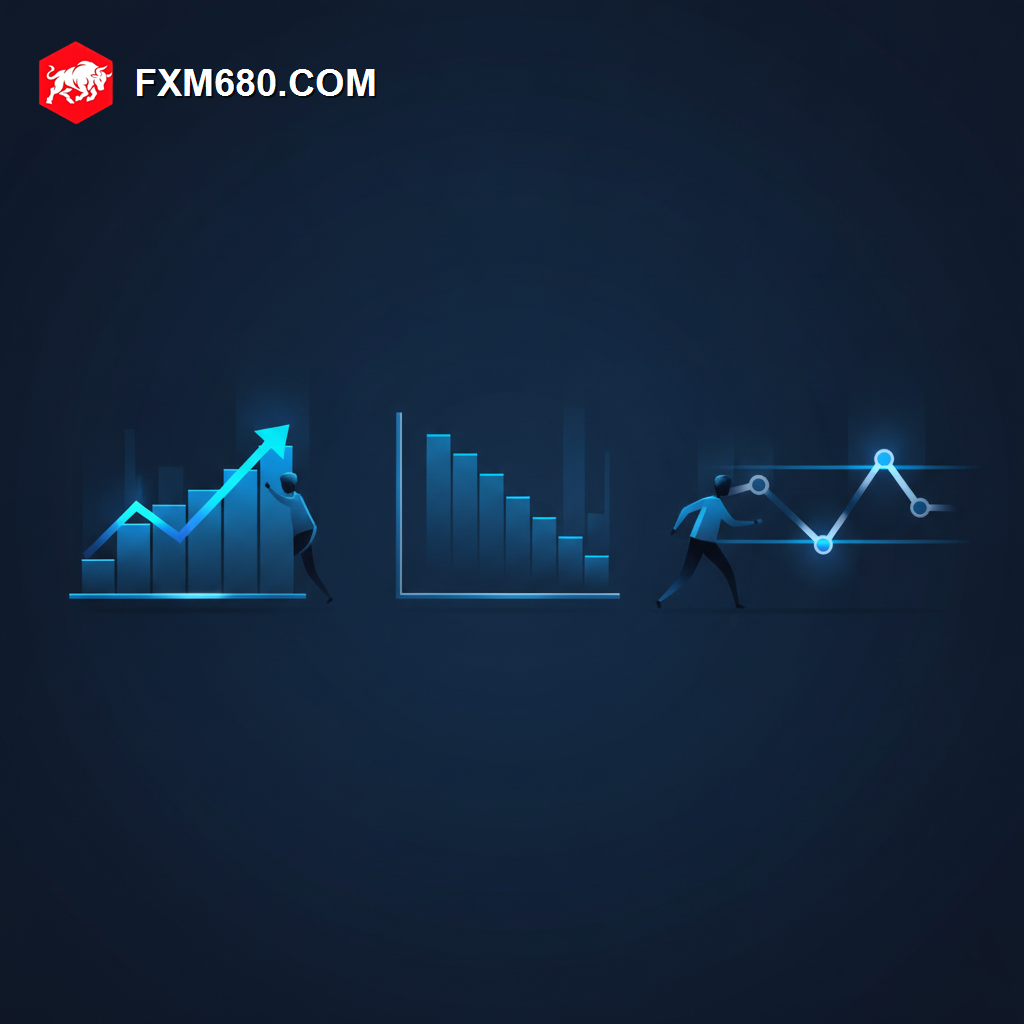 Illustration comparing uptrend, downtrend, and sideways forex market conditions