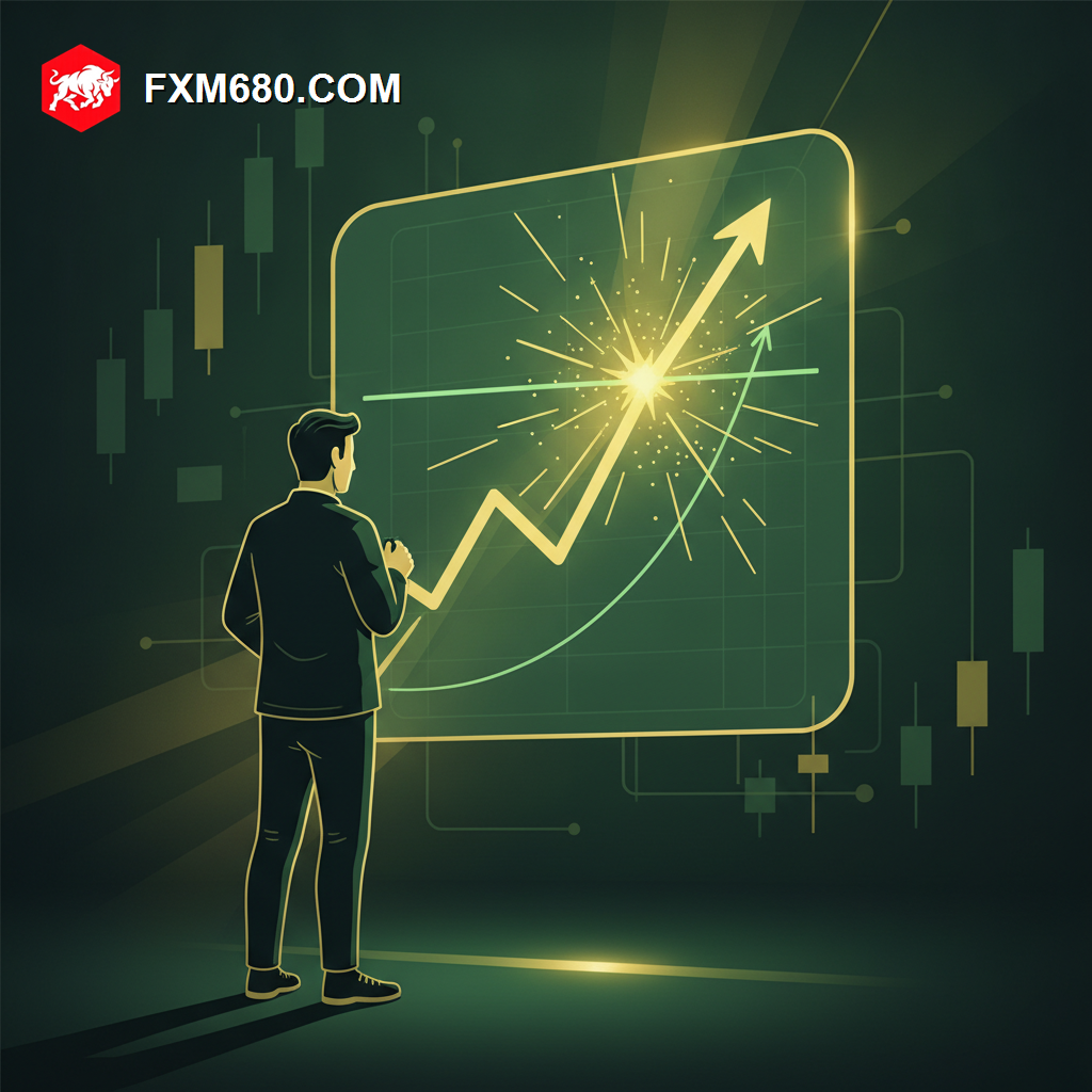 Illustration representing a forex breakout above a resistance level with momentum