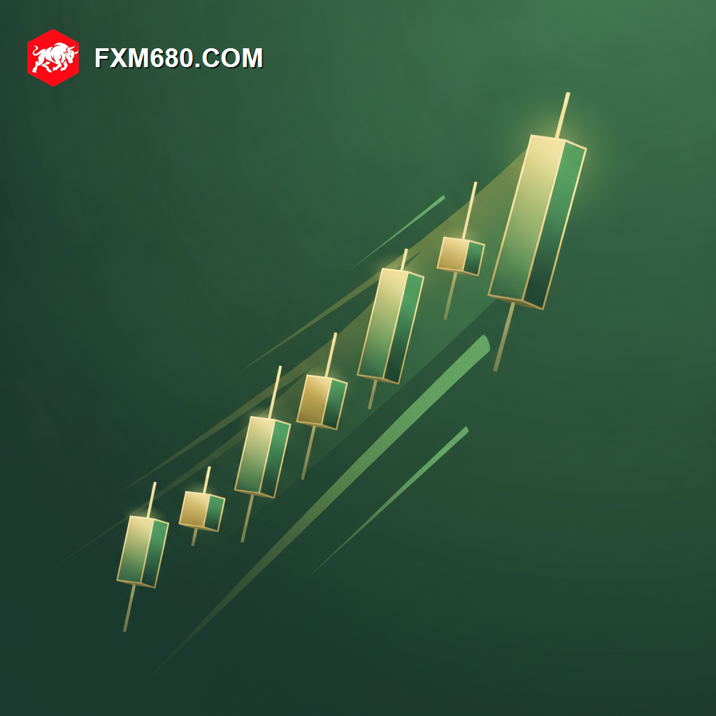 Illustration representing strong forex price momentum on a candlestick chart