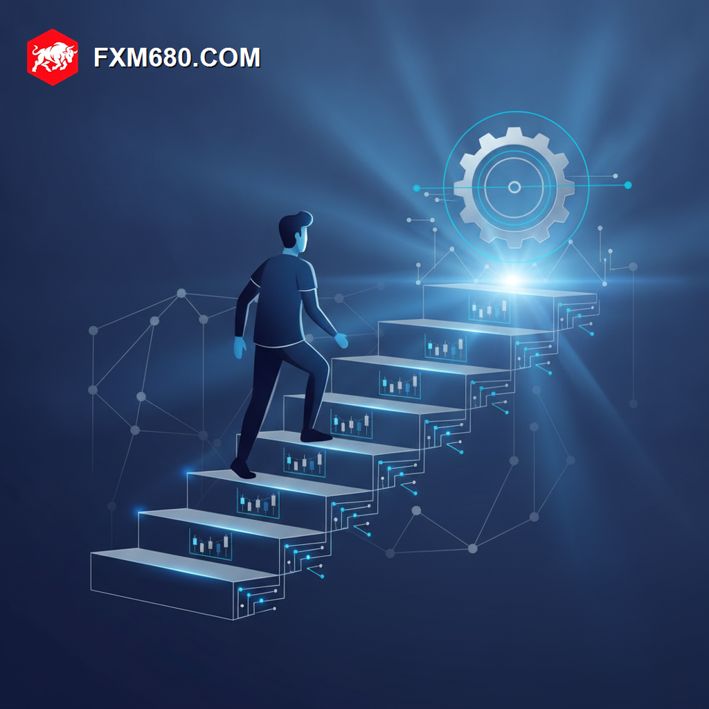 Illustration representing a structured learning roadmap for forex technical analysis