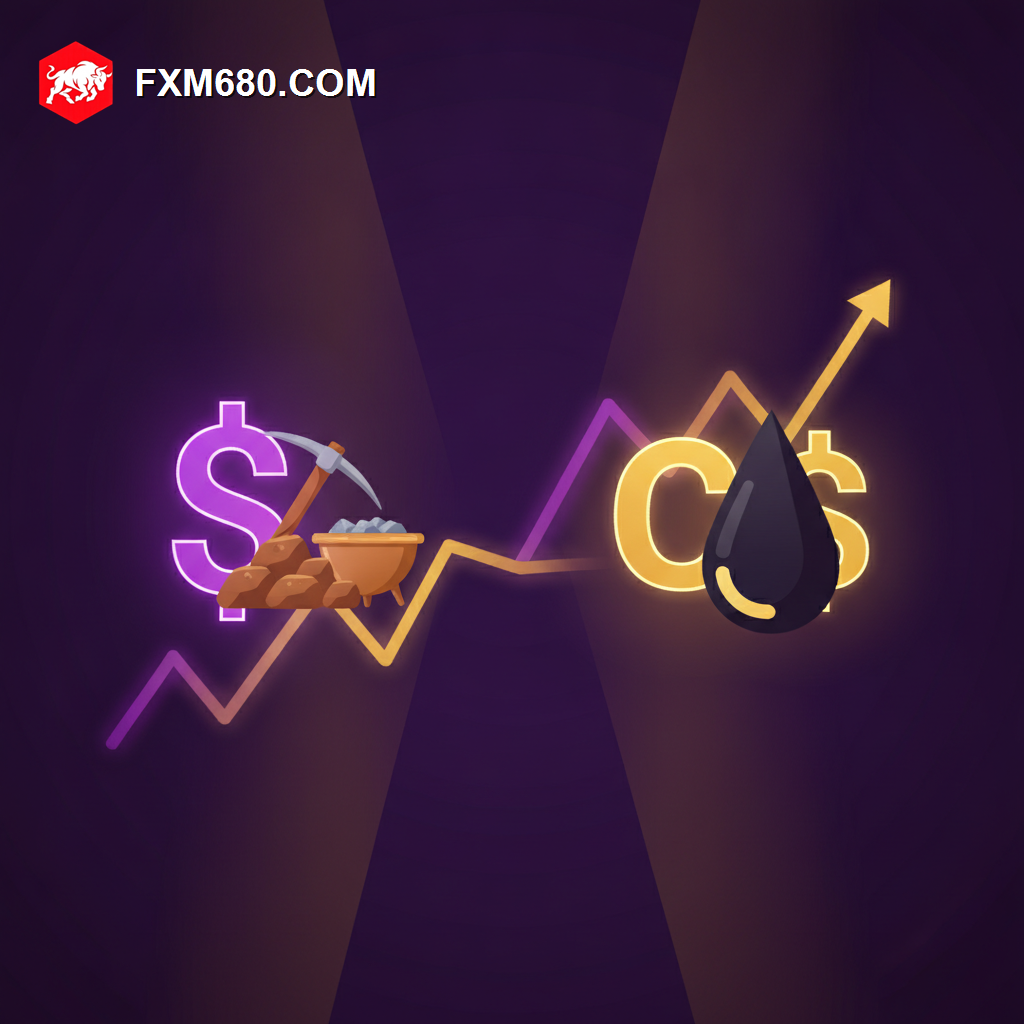 Illustration representing the AUD/CAD currency pair between two commodity economies