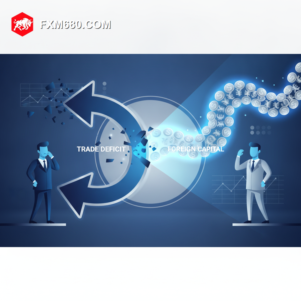 Illustration representing capital flows offsetting a trade imbalance
