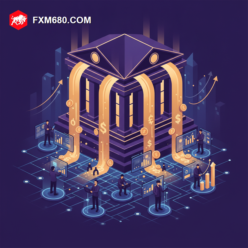 Illustration representing a central bank injecting new money into the financial system