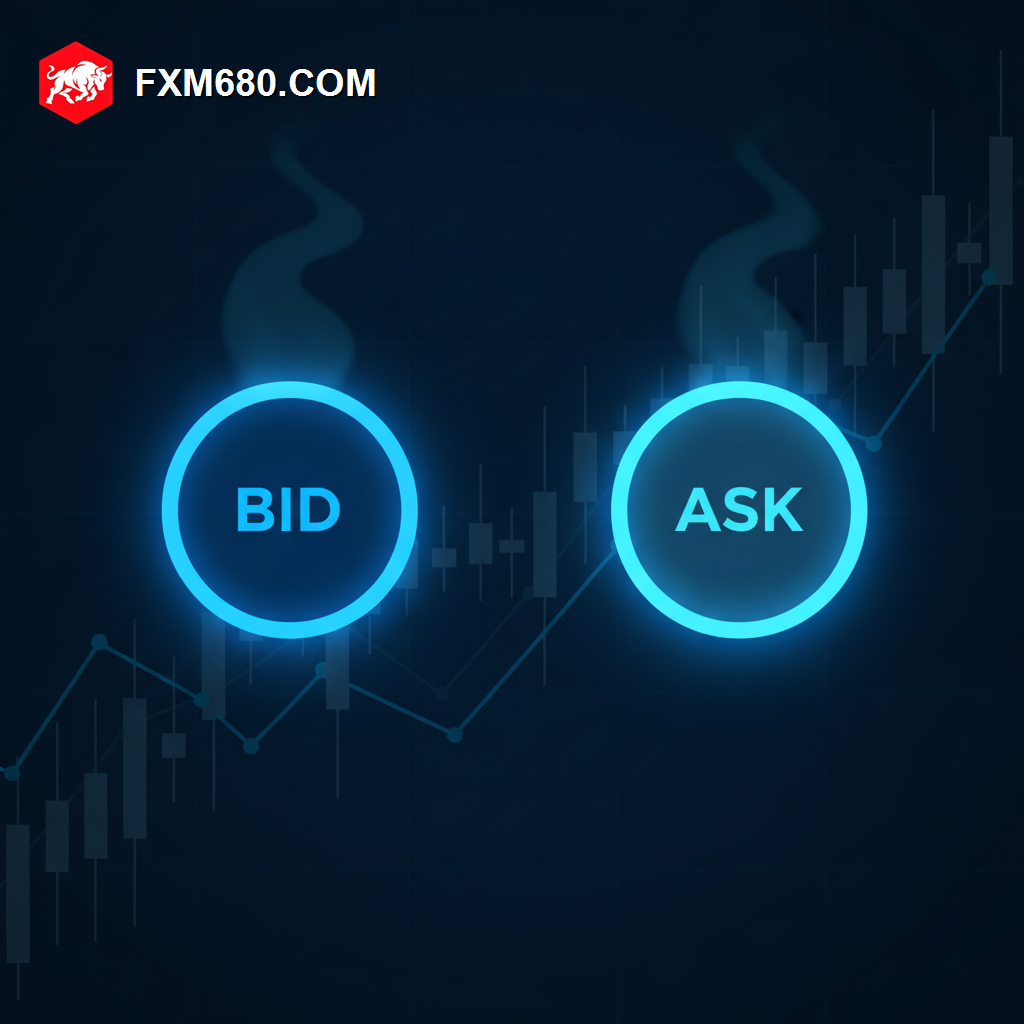 Illustration representing two prices, a bid and an ask, with a gap between them