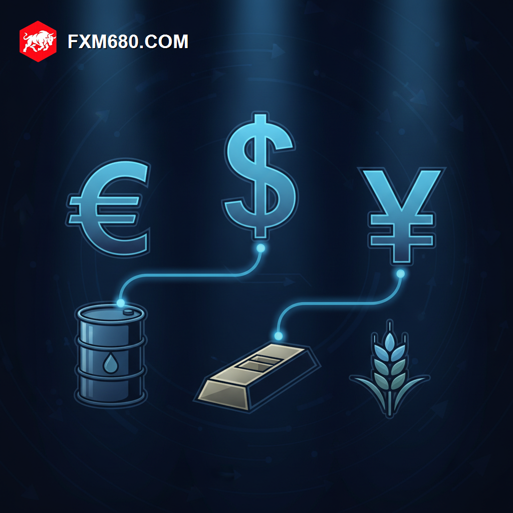 Illustration representing a currency value tracking the price of a key exported commodity