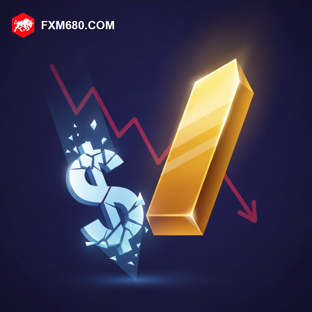 Illustration representing the US dollar falling as gold rallies after a weak jobs report