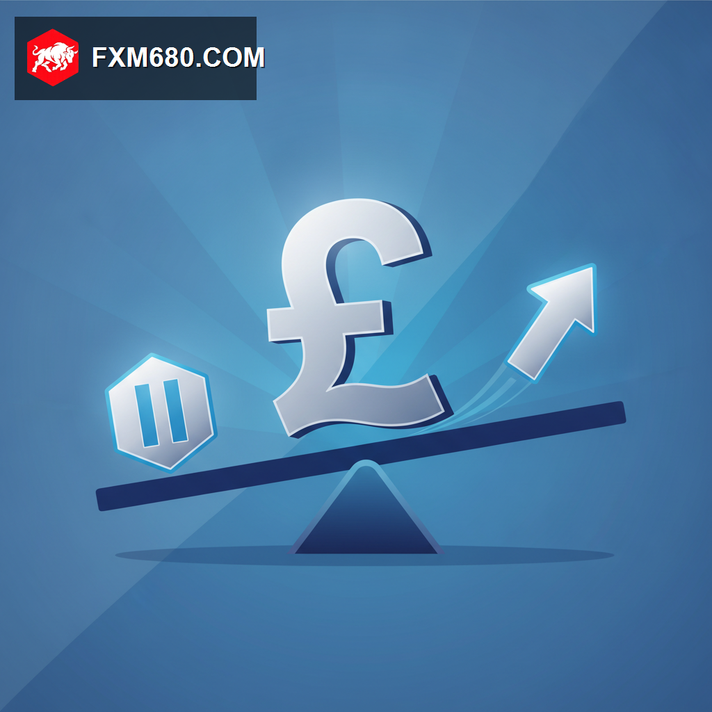 British pound symbol balanced on a fulcrum between a hold sign and a hike arrow, representing a divided central bank vote