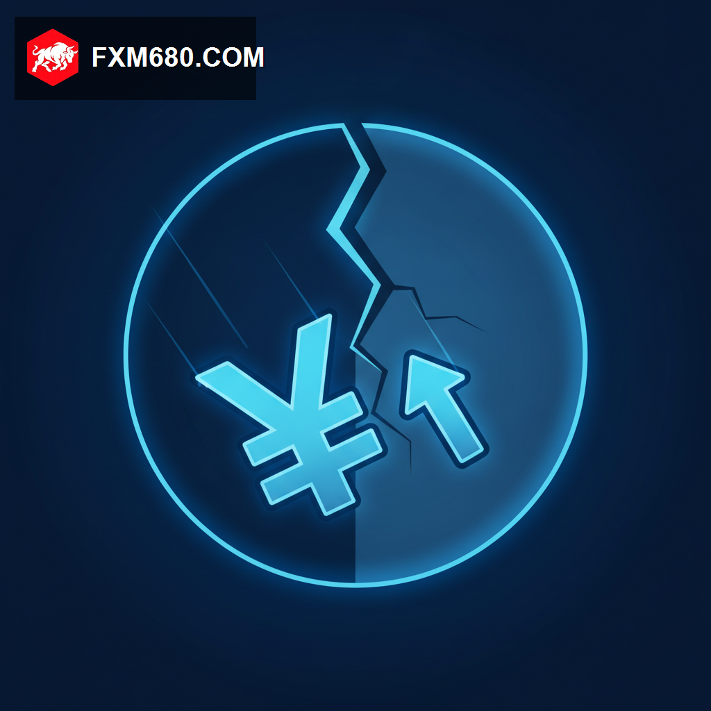 Japanese yen symbol falling despite an upward rate arrow, with a fractured vote icon representing a divided central bank decision