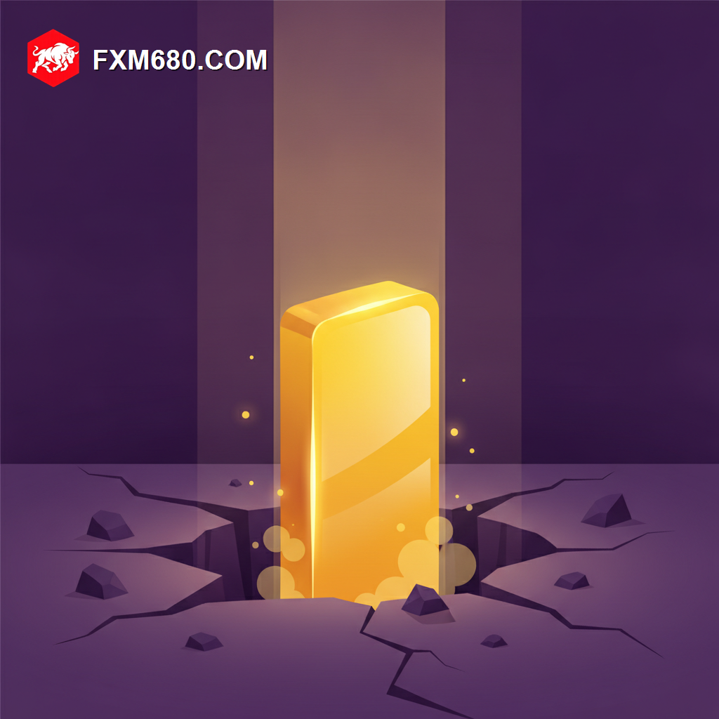 A glowing golden bar slowly rising out of a dark crack in the ground, light radiating upward around it